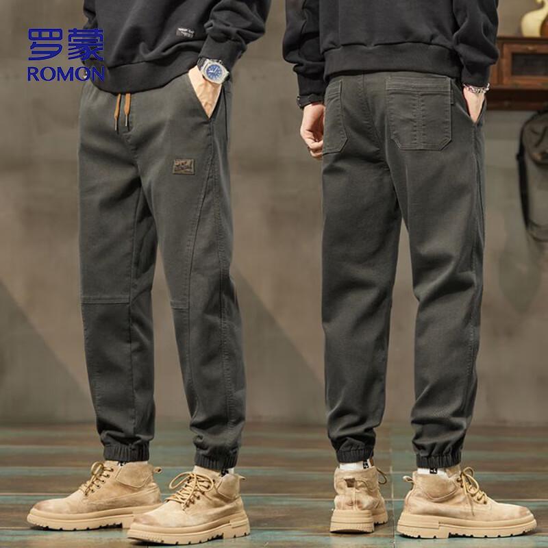 ROMON Men's Loose Fit Thickened Casual Cargo Pants