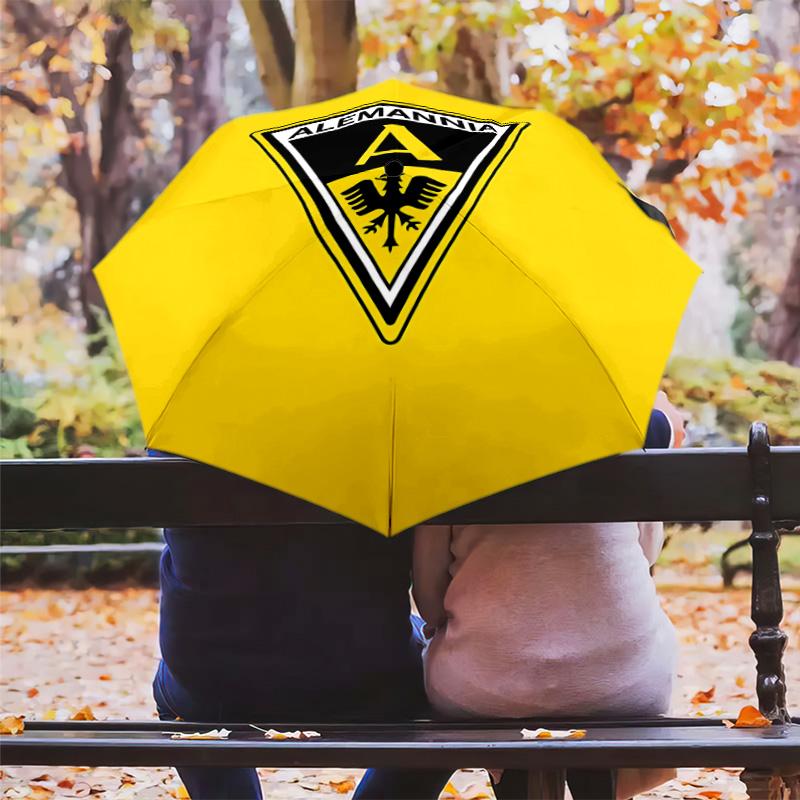 1 PC Automatic Folding Umbrella - Alemannia Aachen Pattern Portable Foldable Design With 8 Ribs Christmas Birthday Gifts