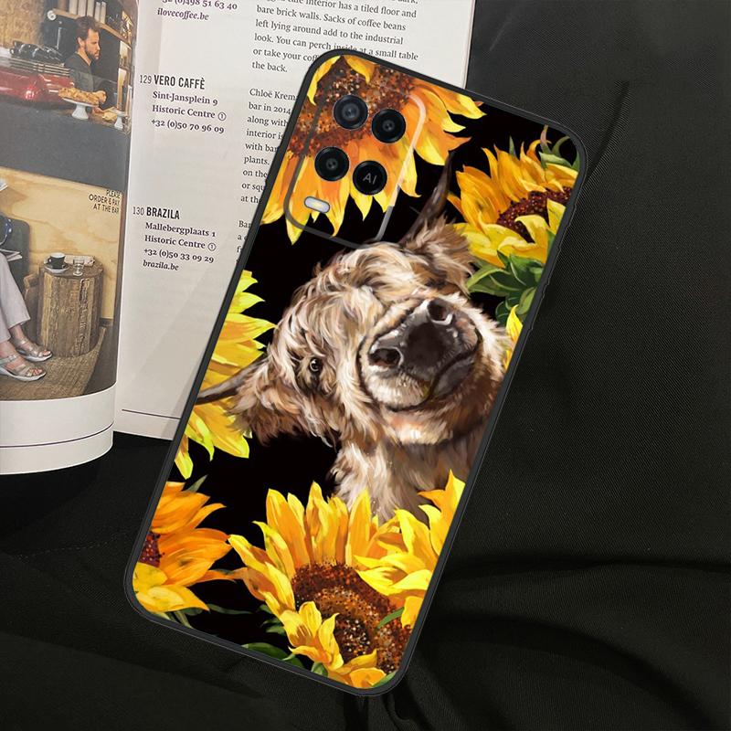 Cute Highland Cow For Oppo A74 A94 A54 A18 A38 A58 A78 A98 A40 A60 A80 A16 A76 A96 A15 A57S A17 A77 Phone Case
