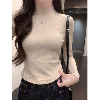 Women's High-Neck Brushed Base Layer Shirt – Slim Fit, Warm Long Sleeve, Inner Wear, Autumn/Winter Collection.