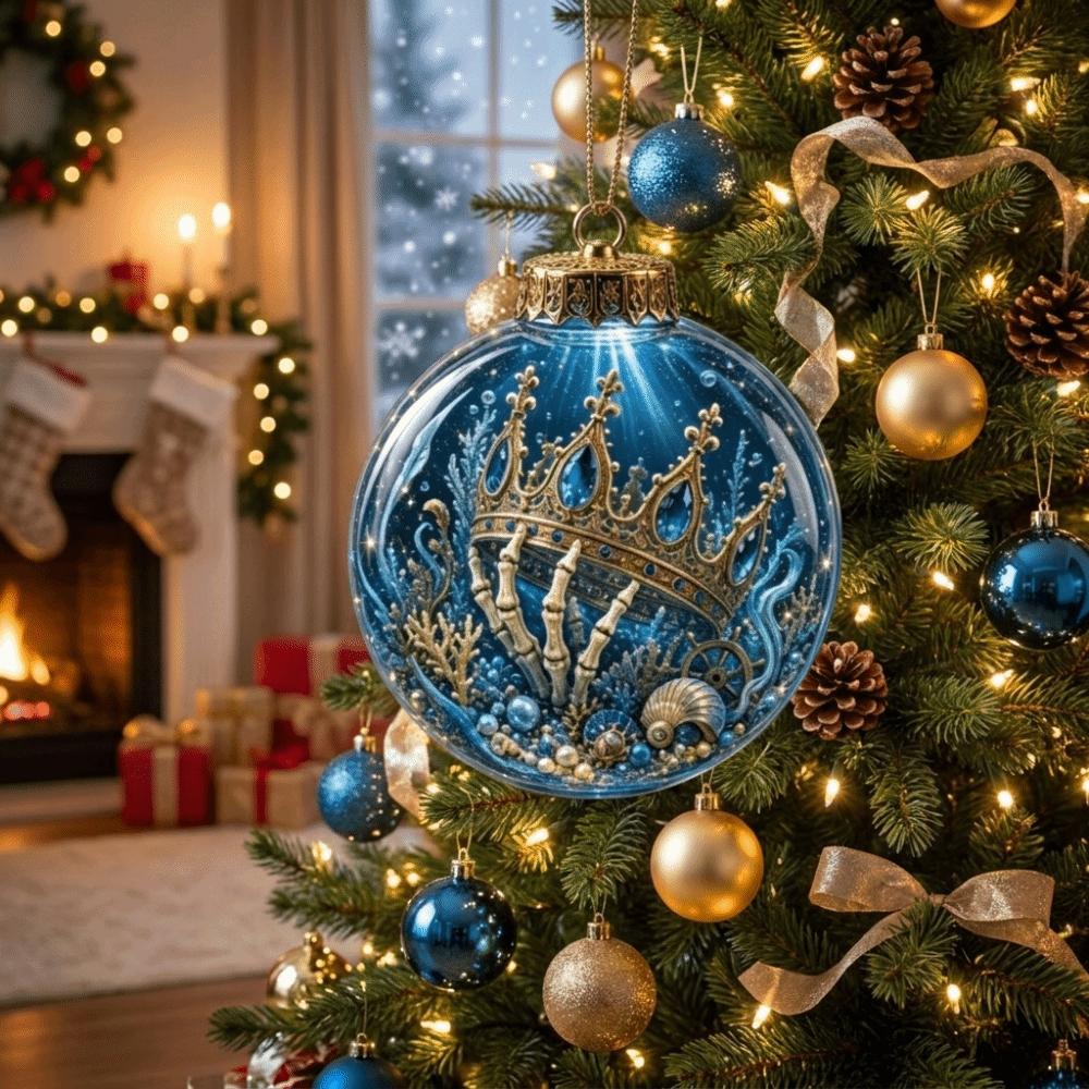 Skeleton Design Luminous Crystal Ball Pendant Christmas Ball Ornament Festival Atmosphere