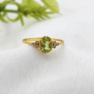 Peridot Ring, Birthstone Jewelry, 925 Sterling Silver, Gift For Her, Delicate Women Jewelry, Gold Plated Ring