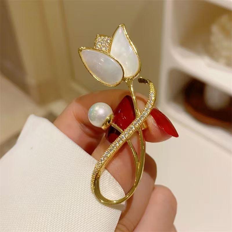 

Высококлассная брошь-тюльпан изысканная роскошь, высококлассный дизайн, универсальная корсажная булавка для женского элегантного блейзера