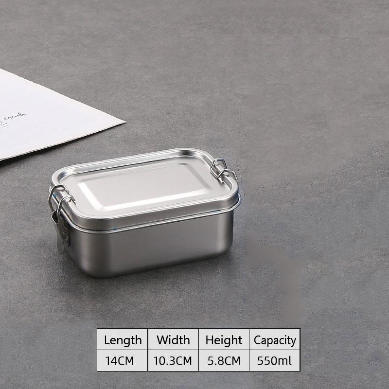 Stainless Steel Lunch Box with Removable Partition Thickened Rectangular Lunch Box Large Capacity Food Storage Bento Box