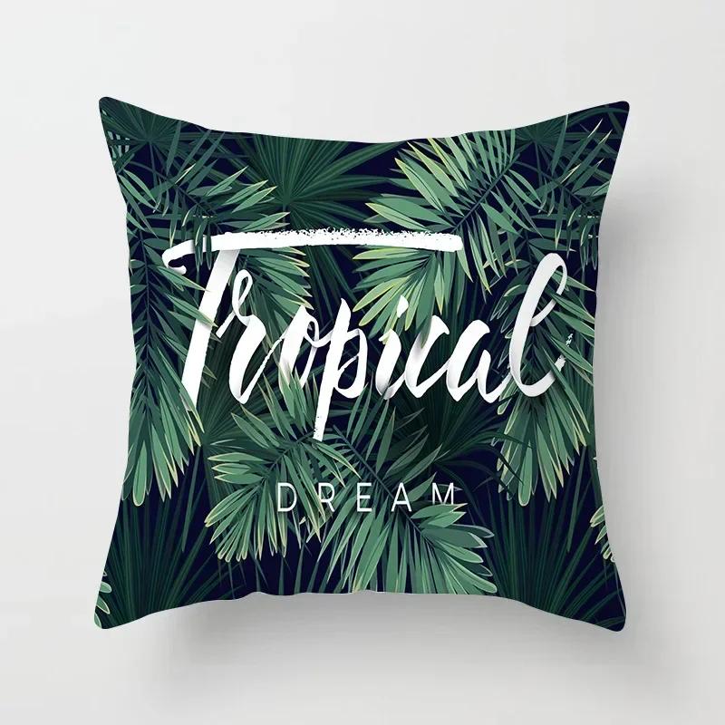 45*45 nordic tropical plam tree green cushion cover decorative pillowcase for sofa car pillow case Home Decoration