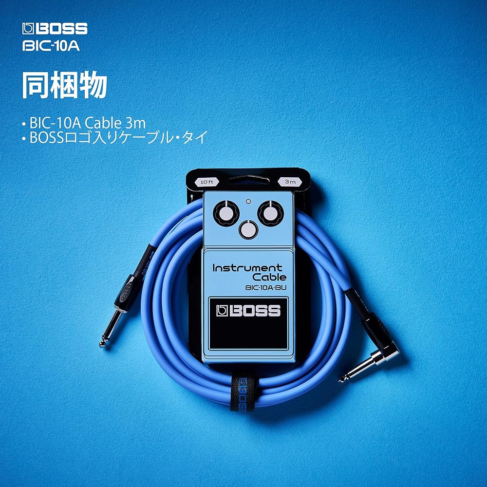 BOSS BOSS Guitar Cable BIC-10A-BU Perfect for Connecting Guitar/Bass To Effectors and Amps, BU Blue