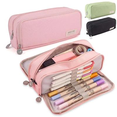 Large Capacity Pencil Case Pouch Pen Storage Bag Double Side Opening Stationery Organizer Supplies