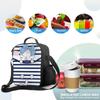 Hand Drawn Cute Cat In Stripe Insulated Lunch Bag for School Picnic Lunch Box Containers for Kids Cooler Bag with Shoulder Strap