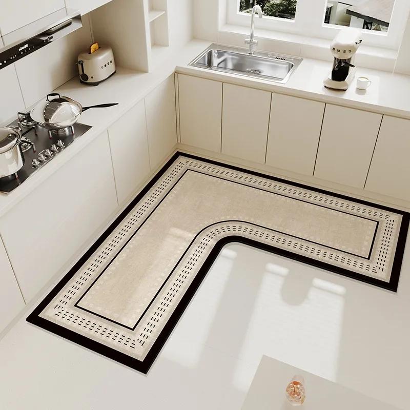 Carpet for Kitchen Pvc Floor Mat L-shaped Rug Soft Diatom Mud Absorbent Foot Mats Non-slip Water-absorbent Home Decoration