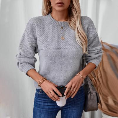 Nouveaux hauts pull décontractés à manches longues et col rond pour femmes, automne et hiver, pull tricoté pour femmes de style européen et américain