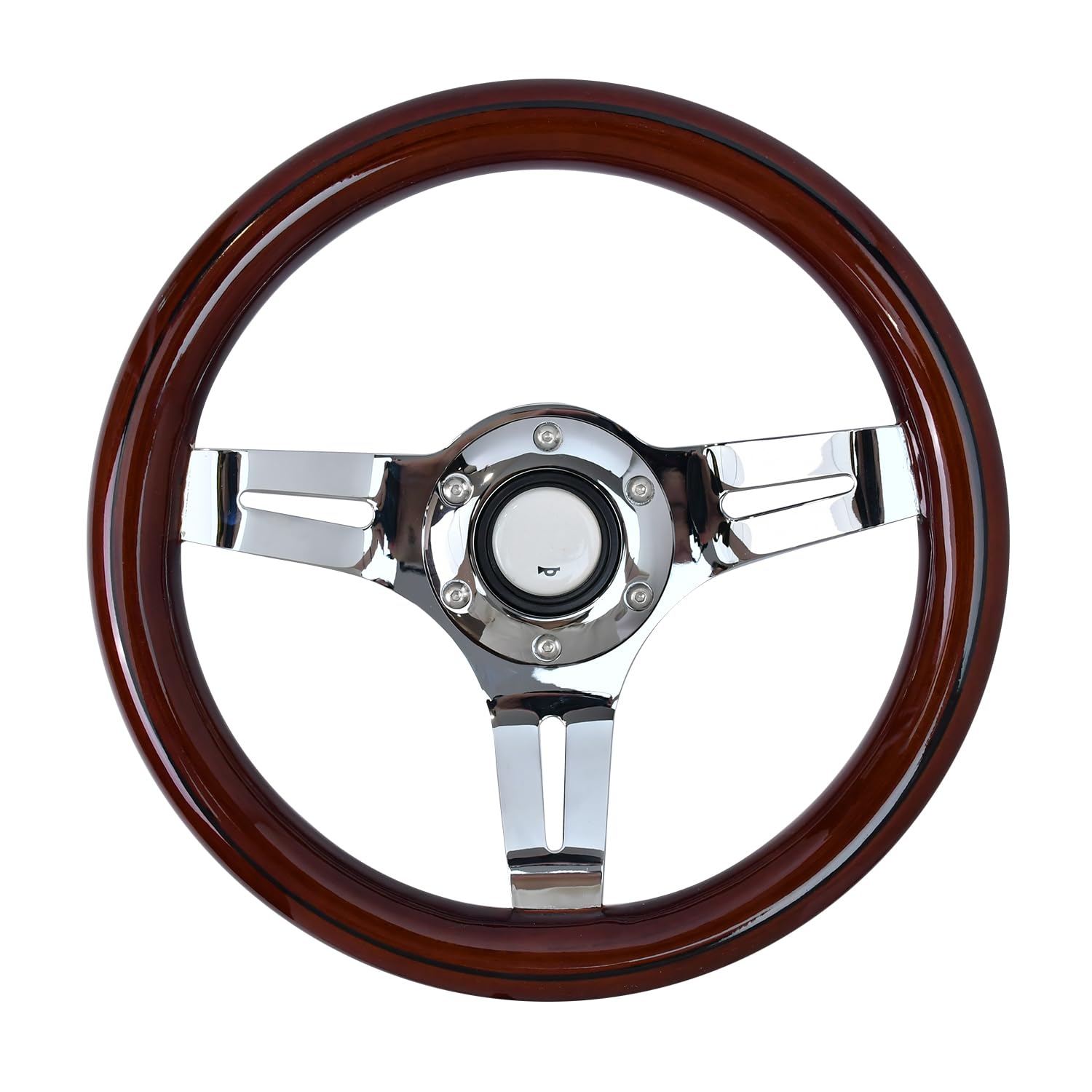 

TIYPEOR Wood Steering Wheel, 290mm with Black Lines, Universal Type, for Race, Rally, and Custom Cars