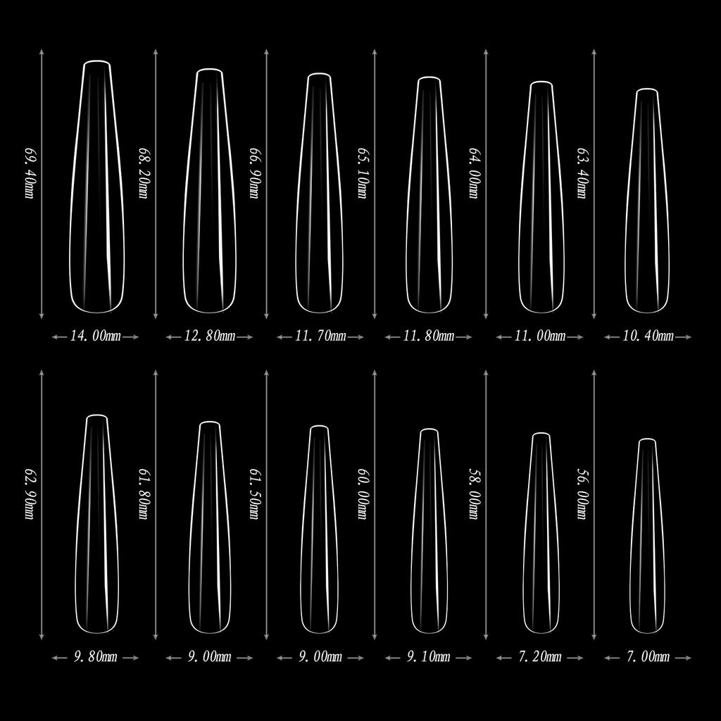 180pcs Extreme Super Long 5XL Transparent Nail Tips for Salon Quality French Nail Art Wedding Party Nail Decorations