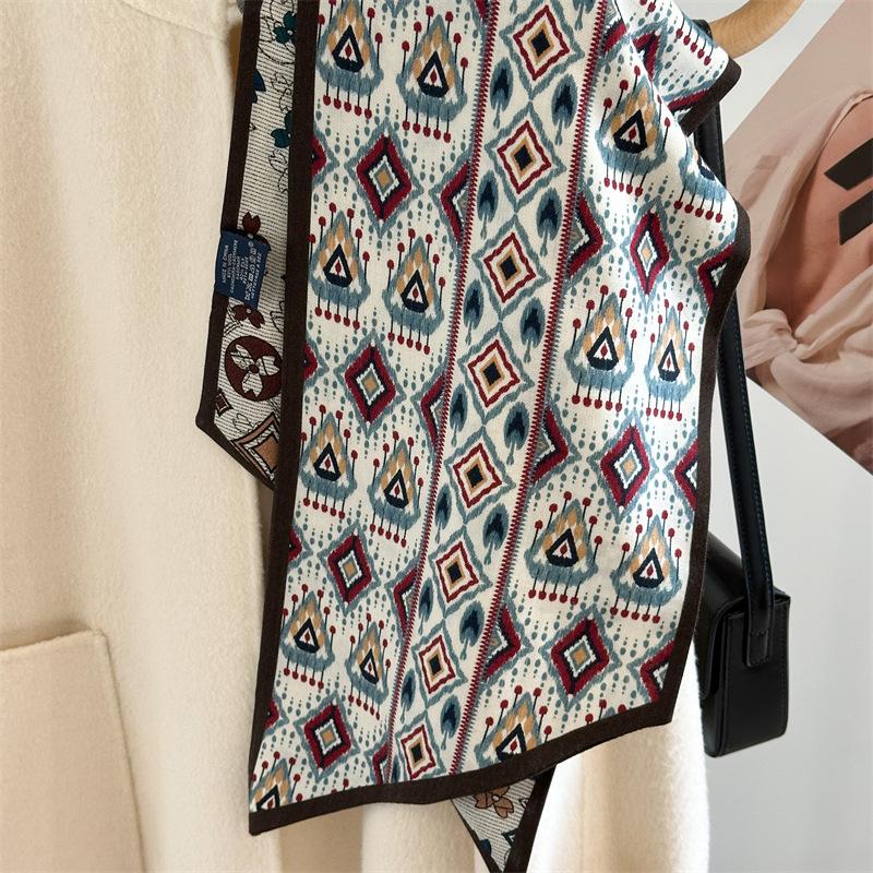 Double-layer Double-sided Silk Silk Scarf Korean Version of the New Autumn and Winter Light Luxury Versatile Diagonal Long Streamer Scarf