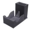 Dice Roller Tower Magnetic Tray Foldable PU Leather Large Capacity Box for Card Board Games Black Gray