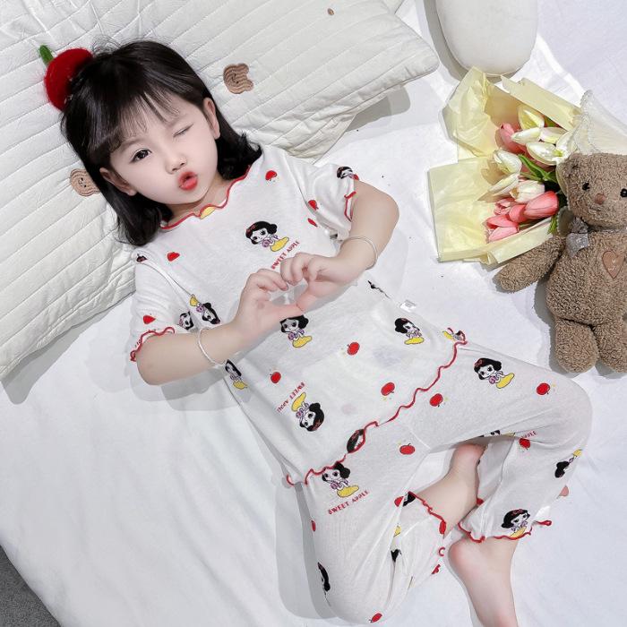 Girls Summer Ice Silk Cartoon Pajama Set Cute and Stylish 90 снег белый