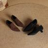 Krazing Pot Sheep Suede Autumn Winter Shoes Stiletto Med Heels Size 43 Size 42 Pointed Toe Concise Style Deep Mouth Pumps