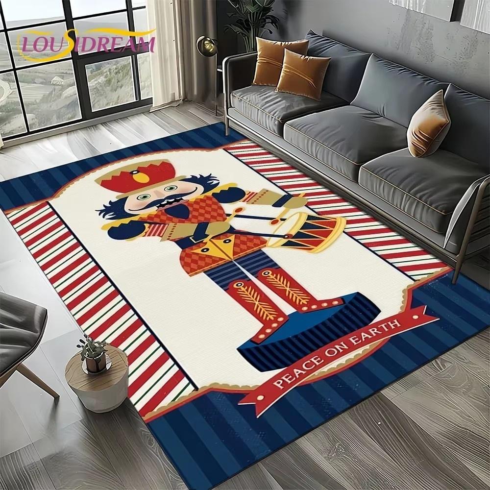 Cartoon Christmas Tree New Year Nutcracker Fairy Tales Carpet Rug for Living Room Bedroom Home Sofa Decoration,Kids Floor Mat