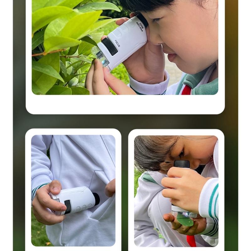 Mini Microscope Toy with LED Light 200X 600X 1200X Magnification Suitable for Kids Student Adults Science Exploration