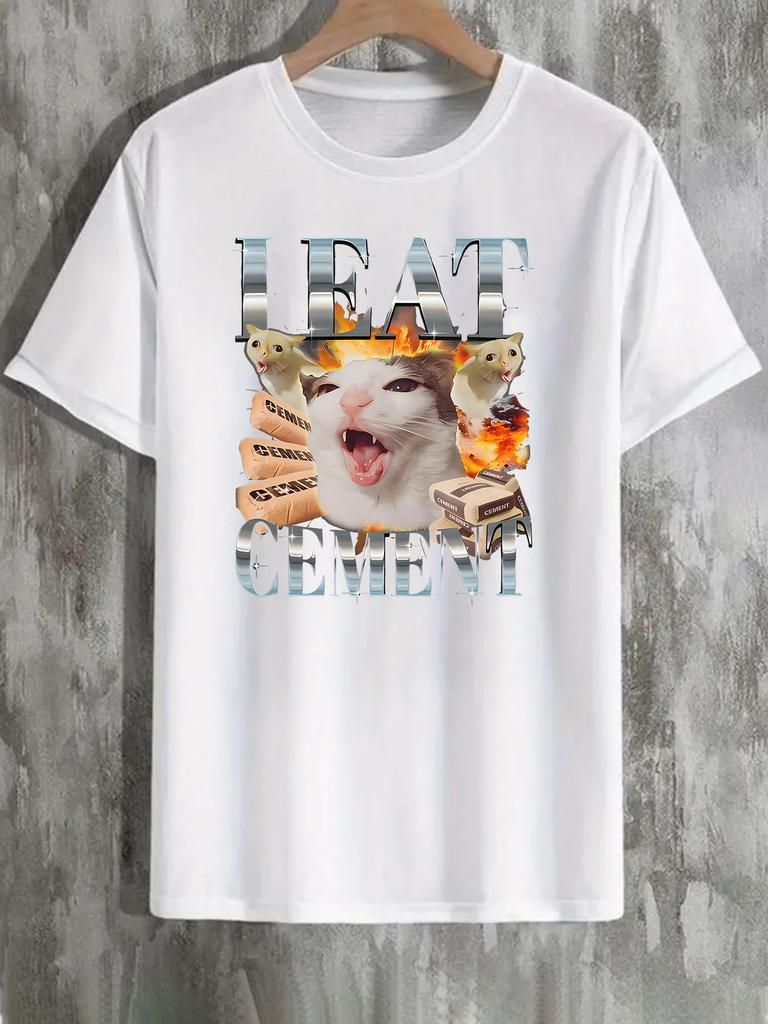 Mens Cursed Cat Meme TShirt with LEAT CEMENT Sorry I Was Reading a Book Text Funny Sarcastic Retro Vibe