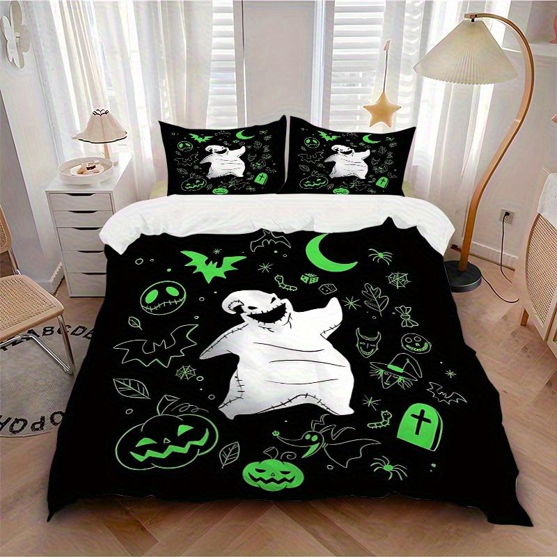 3pcs Oogie Boogie Nightmare Before Christmas Bedding Set 1 Soft Quilt Cover + 2 Pillowcases, Machine Washable Suitable for All Seasons B073