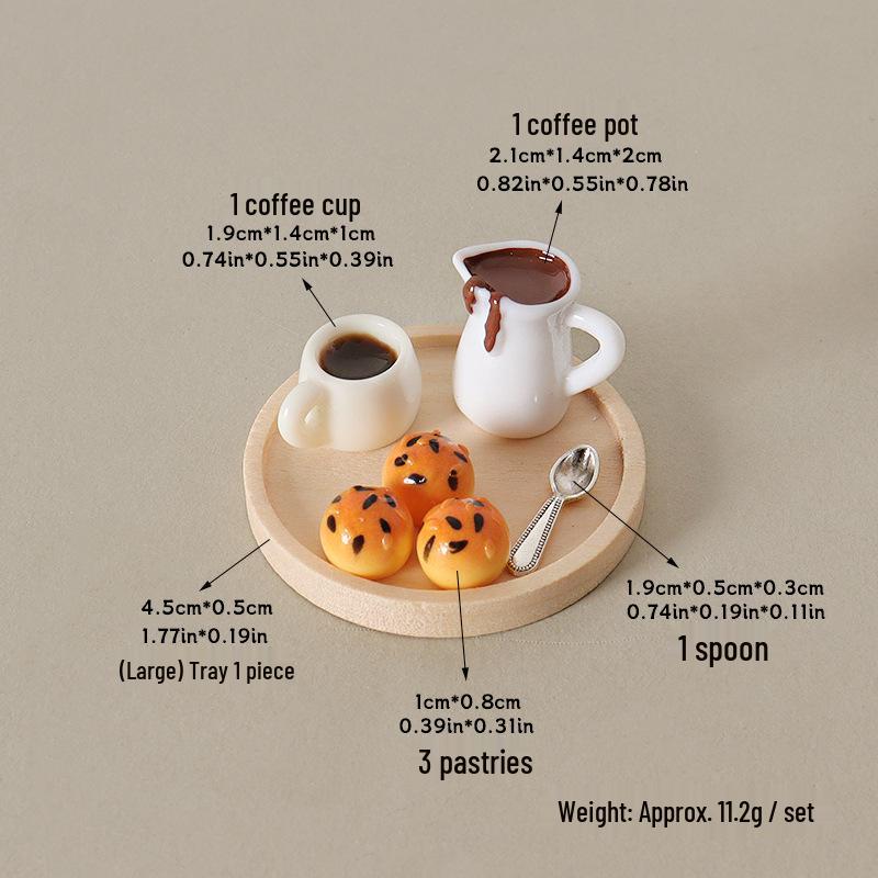 Handmade Mini Dollhouse Pastry Coffee Cup & Spoon Decoration Set