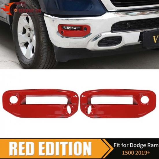 2PCS Red Front Bumper Fog Light Cover For Dodge RAM 1500 -2024 Accessories