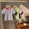 Boys' And Girls' Casual Cotton Short-sleeved T-shirts For Summer, Cute Striped Children's T-shirts