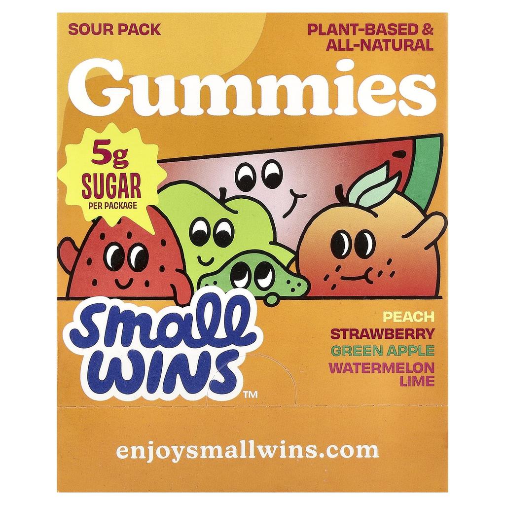 Enjoy Small Wins, Gummies, Sour Packs, Peach, Strawberry, Green Apple, Watermelon-Lime, 6 Packs, 50g (1.8oz) Each