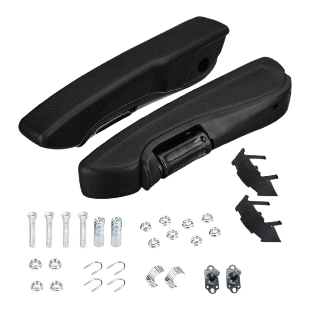 2PCS Universal Truck Seat Armrest Pair Kit Adjustable Arm Rest Left + Right Comfort For Car RV Boat Van PU Leather Car Armrest