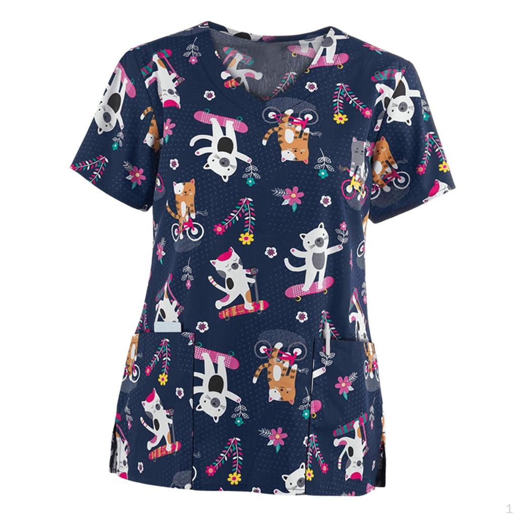 Surgical Shirt for Pet Groomers, Easy to Clean, Elegant, Professional, Short Sleeve, Nurse Work