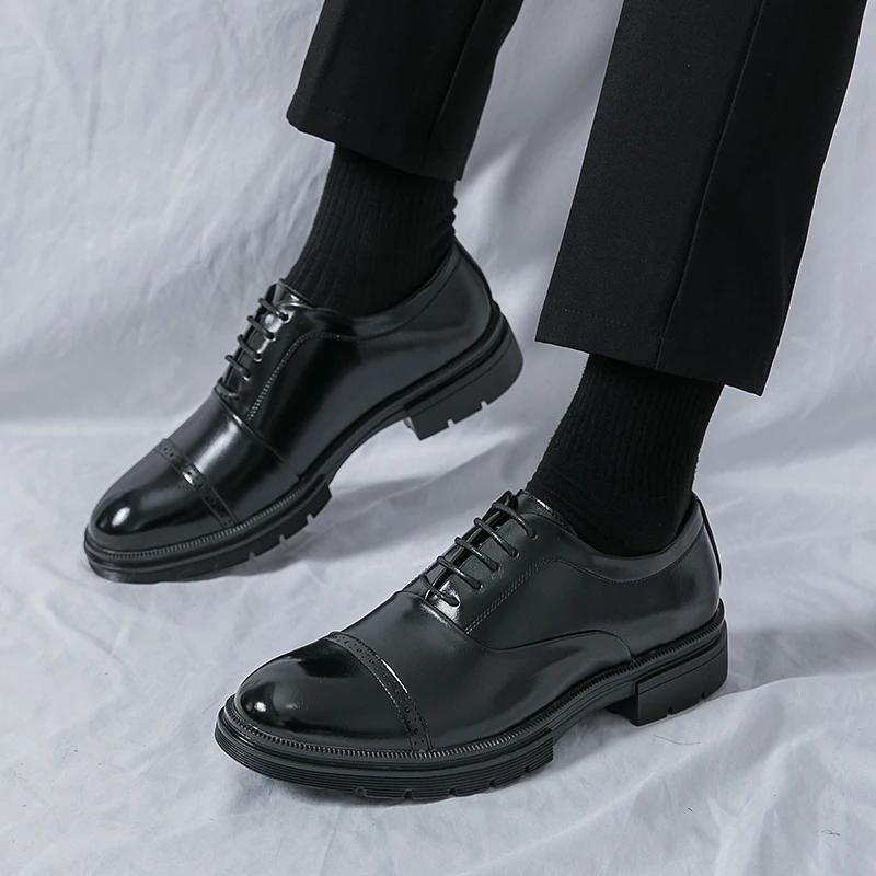 Fashion Luxury Men's Platform Leather Oxford Formal Leather Shoes Men Fashion Trend Handmade Men's Moccasins Casual Mens Hot Sale Shoes