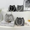 Pearl Handbag, Women's Fashionable Bright Diamond Shoulder Bag, Net Red, Foreign Style Chain, Cross Body Bucket Bag
