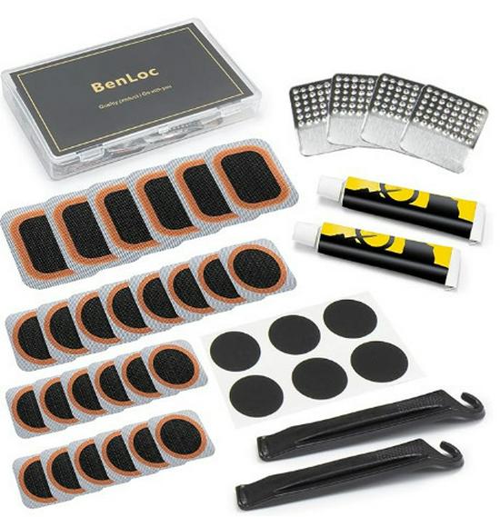 Bicycle Tire Repair Kit with Cold Patch, Glue, and Lever Tools