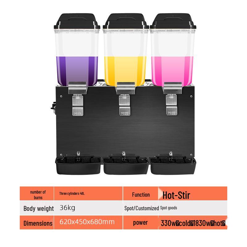 Tenggong Hot & Cold Beverage Dispenser with Dual & Triple Cylinder Options for Juices and Milk Tea, Self-service Stirring Spray