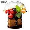 Summer New Food Pattern Men's Printed T-shirt Street Fashion Harajuku Round Neck Large Comfortable Short Sleeved TopSummer New F