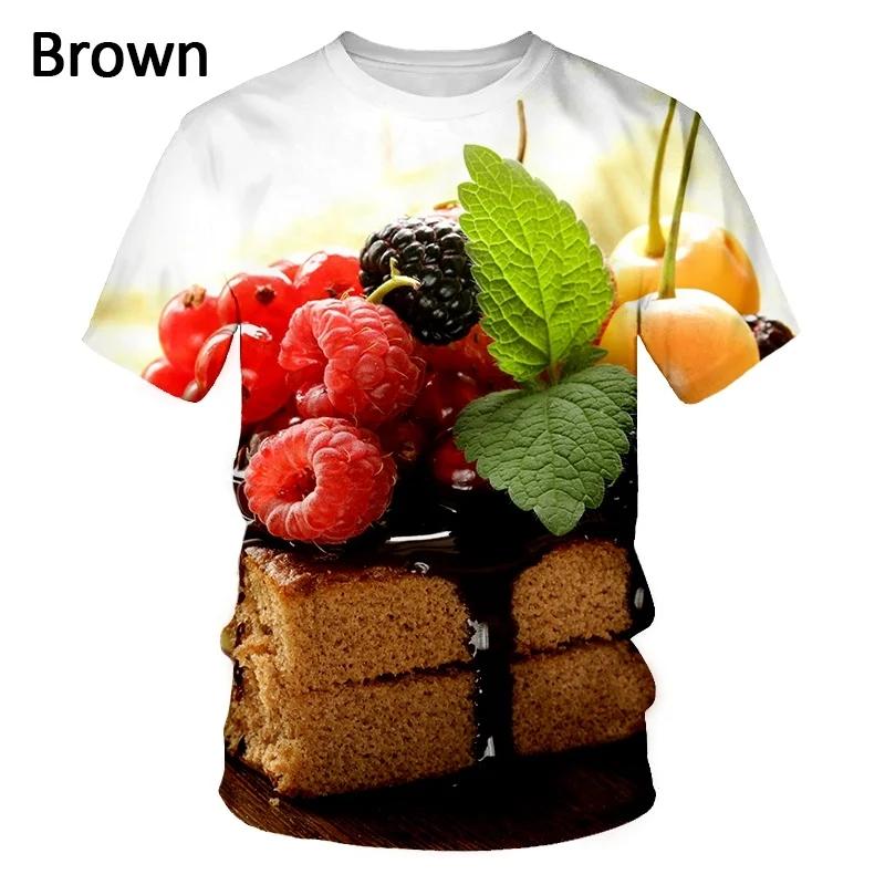 Summer New Food Pattern Men's Printed T-shirt Street Fashion Harajuku Round Neck Large Comfortable Short Sleeved TopSummer New F