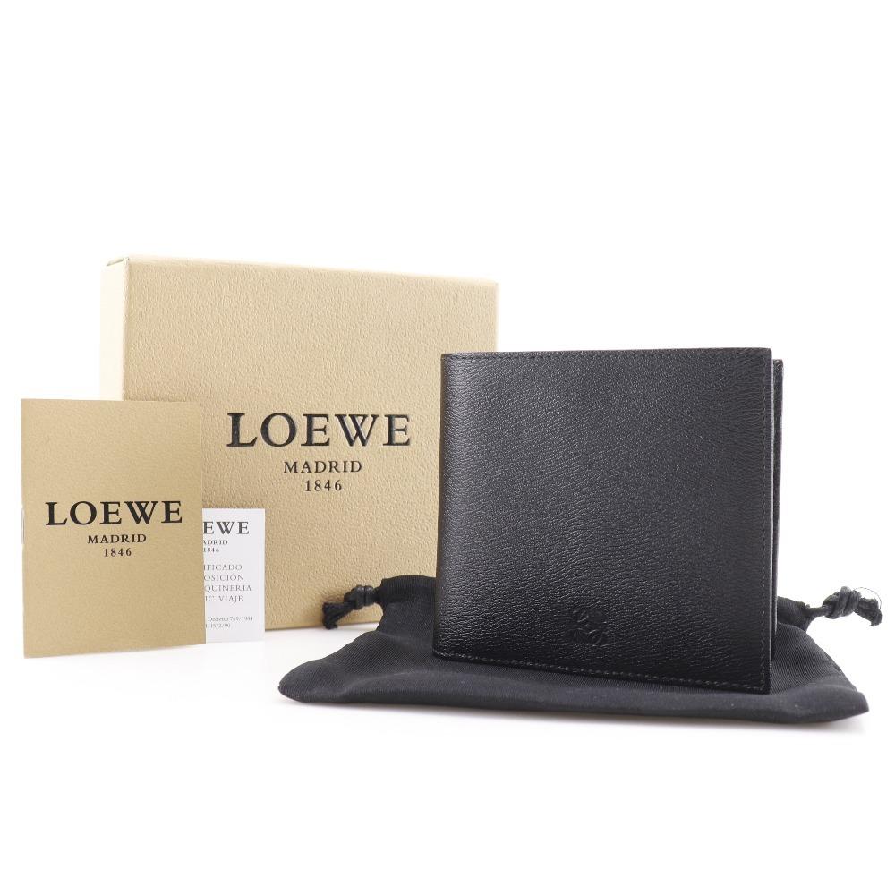 Loewe Anagram Bi-Fold Wallet 103.30.302 Bill Compartment Black Leather Mens Used