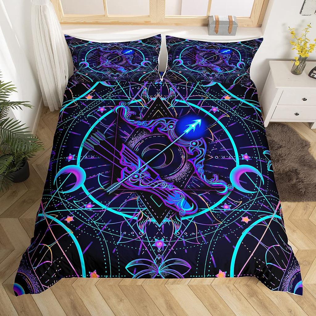 Gemini King Queen Duvet Cover Constellation Horoscope Comforter Cover Astrology Galaxy Bedding Set Star Polyester Quilt Cover