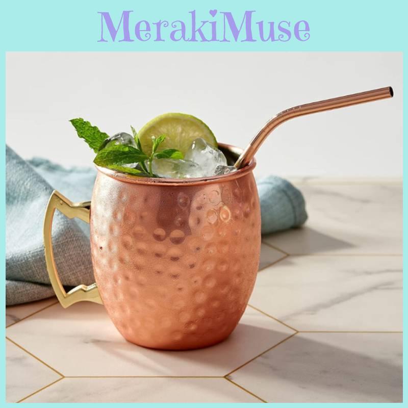 Cocktail Steel Stainless Glass With Hammered Design And Straw For Daily Use