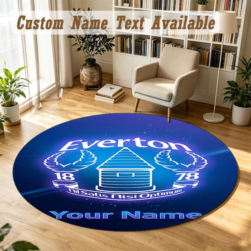 Round Rug Custom NameEverton FC Pattern Non Slip Carpet Home Floor Decor