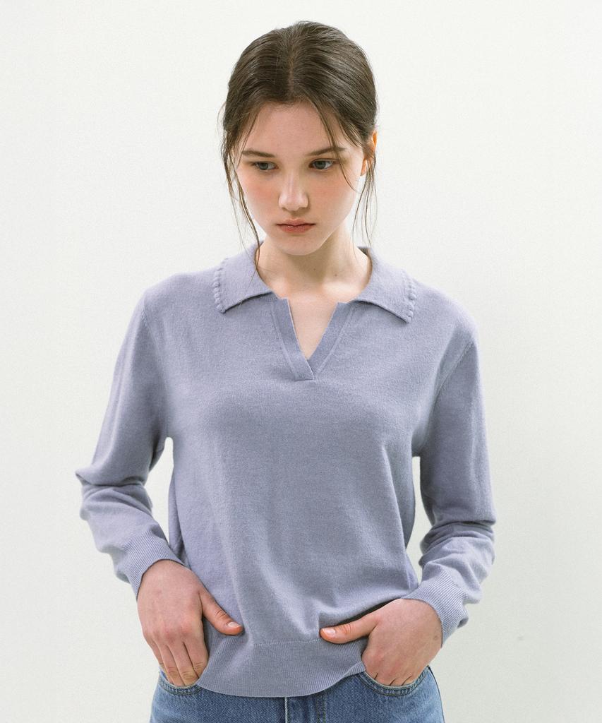 YUPPE Frill Collar Knit_Sky Blue