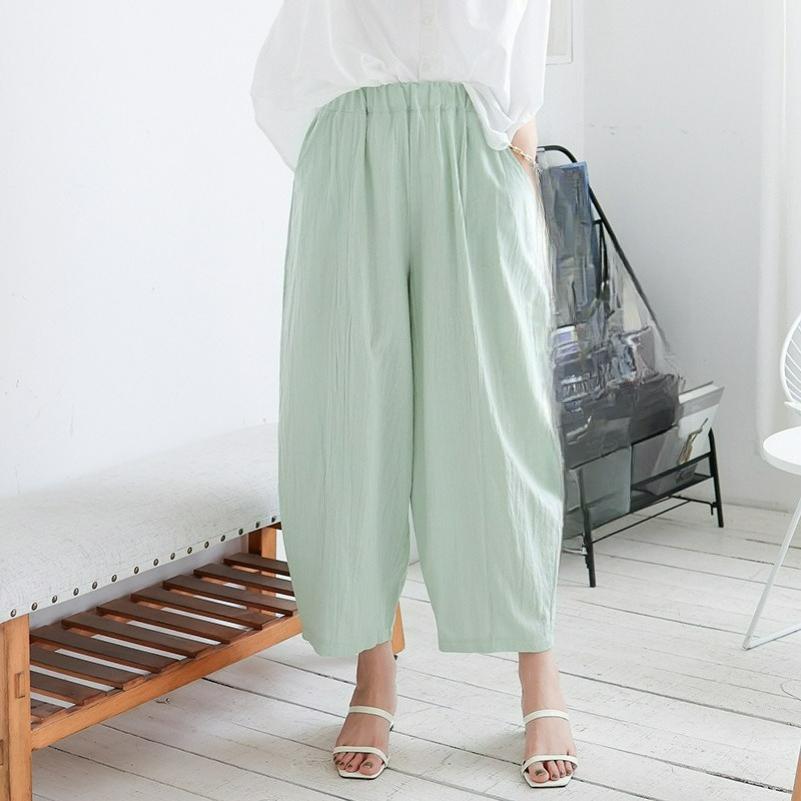 Summer Cotton and Linen Lantern Plus Size Loose Trousers Women's Casual Pants Fat Trousers