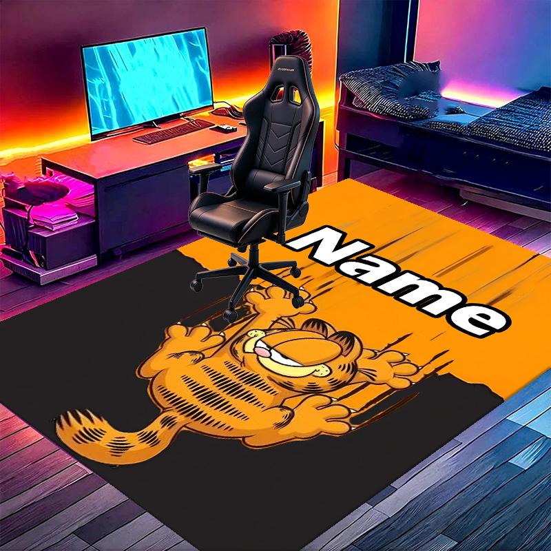 Custom Name Personalized Garfield Print Carpet, Versatile Home Decor Rug, for Playroom, Apartment, Balcony, Entryway, Hallway Gift
