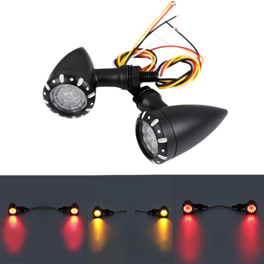 1 Paar Universal Motorrad Rot Gelb LED Bremslicht DRL Blinker Rücklicht