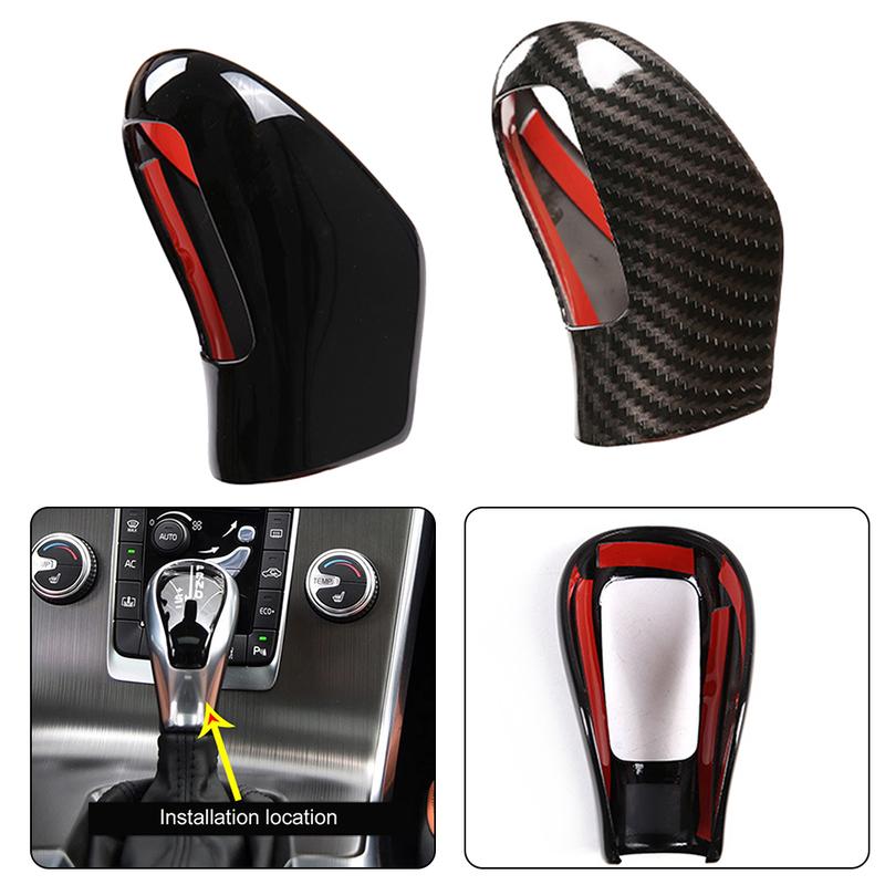 XC60 S60 V40 S80 2013-2017 ABS Carbon Fiber Style Car Gear Head Knob Cover Trim with Precise Fit and Strong Adhesion