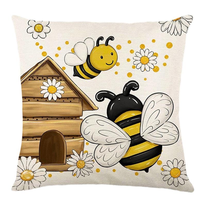 

Bee, Daisy, Bee Element Letter Print, Home Office Rest Pillow Cover, Sofa Decorative Cushion Cover 45*45cm