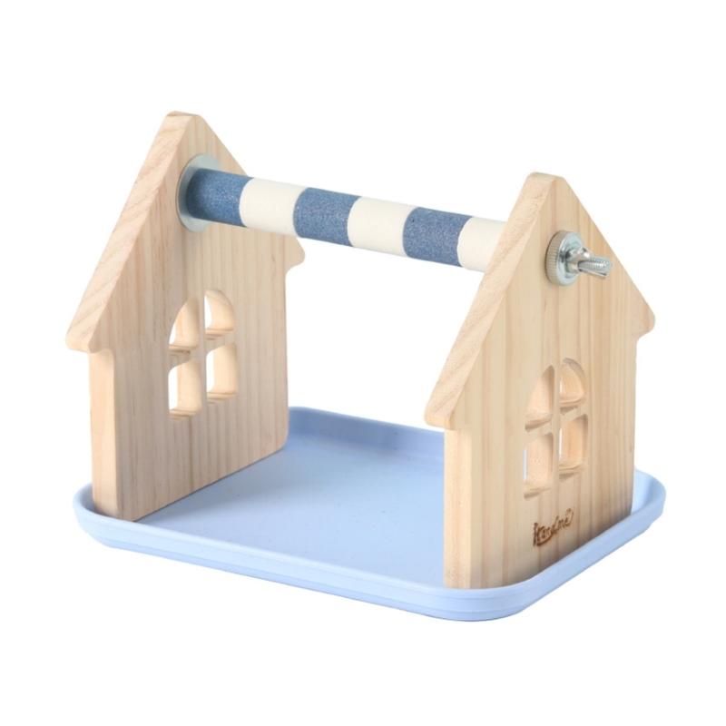 Solid Wood Parrots Resting Perch Sanded Surfaces Design Trimming Stand For Nail Beak Trimming And Interaction Activity Toy