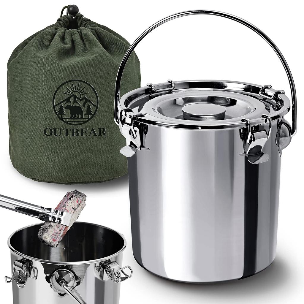 OUTBEAR Fire Fire Stainless with Canvas Bag Ways To Extinguish Fire Charcoal Fire Bonfire In M [Fast Extinguishing] Extinguisher, Steel, (2 Fire)