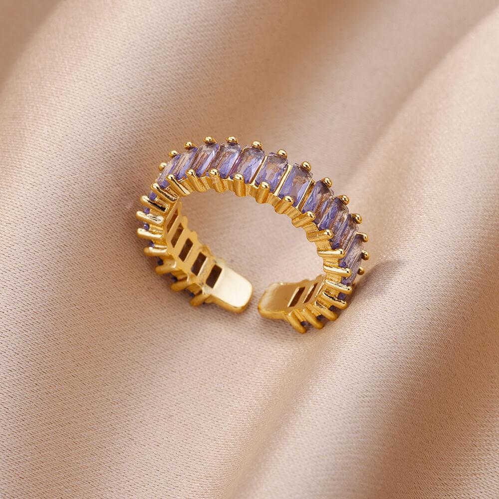 Zircon Flame Drop Rings For Women Stainless Steel Water Drop Adjustable Ring Femme Wedding Party Fshion Jewelry Gift Femme