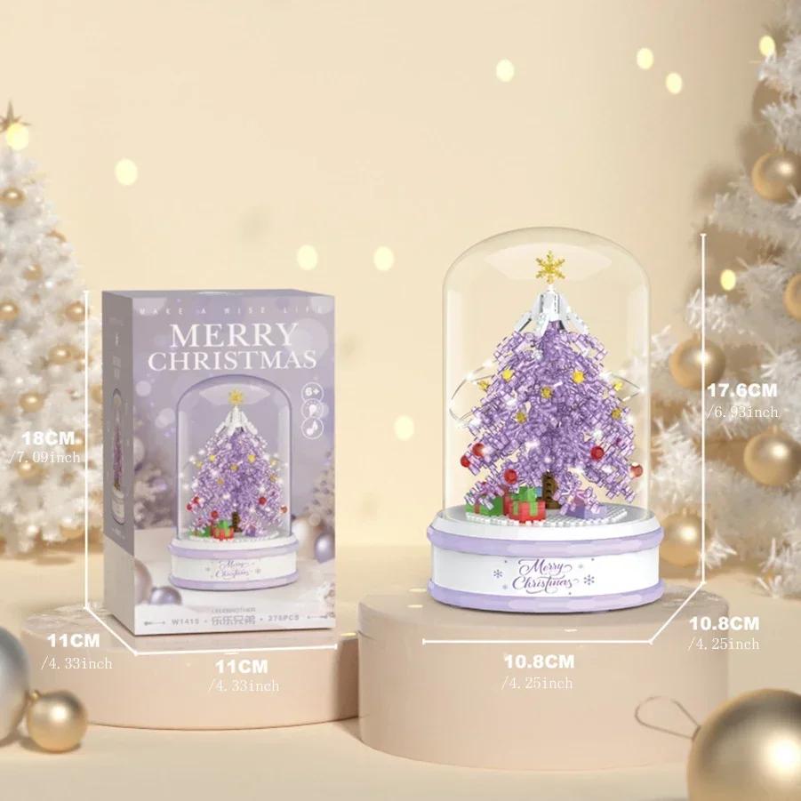 Blocuri Brad de Crăciun Cutie Muzicală Luminoasă Micro Mini Blocuri de Construcție Jucării Asamblate Moș Crăciun Mini Cărămizi DIY Jucării pentru Adult Copil Cadouri